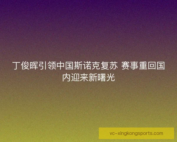 丁俊晖引领中国斯诺克复苏 赛事重回国内迎来新曙光